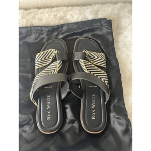 Ron White Women White and Black Cloth Sandals Size EU 40/US 9.5